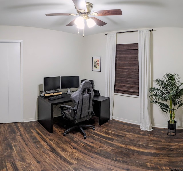 1418 E Dawson St, Tyler, TX 75701 - office area featuring a ceiling fan and wood finished floors