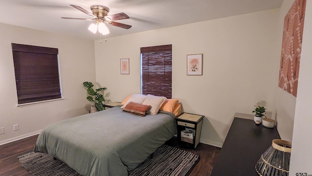 1418 E Dawson St, Tyler, TX 75701 - bedroom featuring dark wood-style flooring and ceiling fan