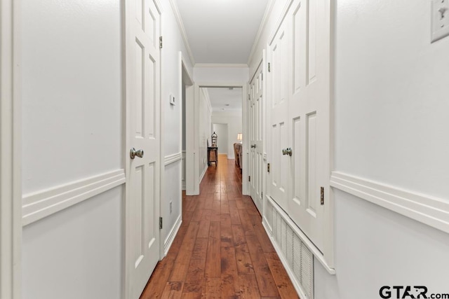 1805 Greenway St, Gilmer, TX 75644 - hallway with hardwood / wood-style flooring and ornamental molding