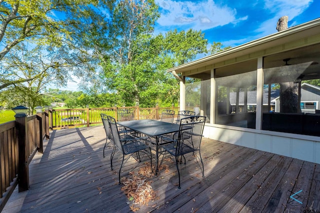 deck featuring a sunroom