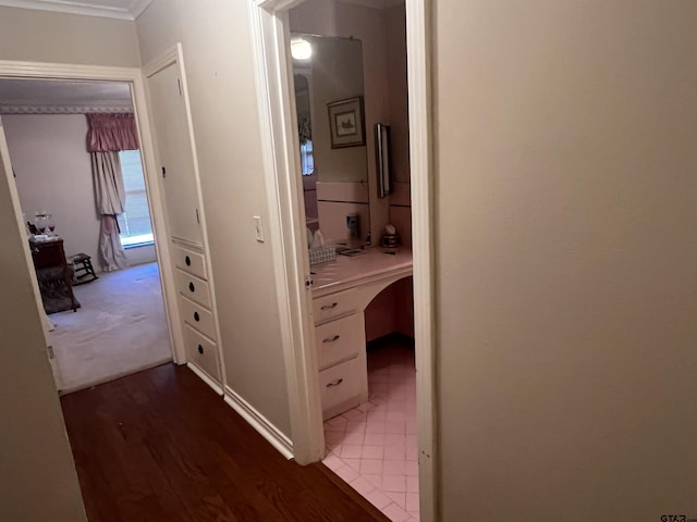 hall featuring dark hardwood / wood-style floors