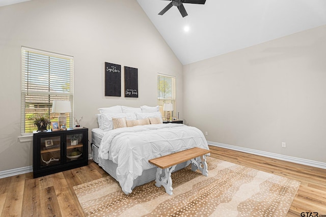 12293 Harlon St, Flint, TX 75762 - bedroom featuring high vaulted ceiling, wood finished floors, ceiling fan, and recessed lighting