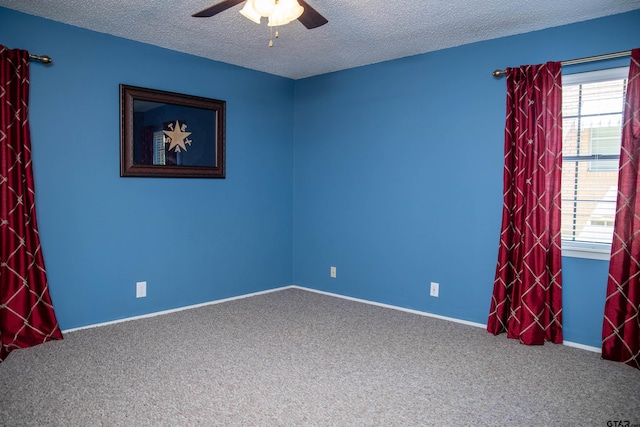 3505 Cloverdale Dr, Tyler, TX 75701 - unfurnished room with ceiling fan, carpet flooring, a textured ceiling, and baseboards