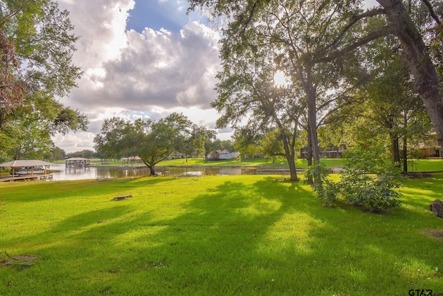 view of yard featuring a water view