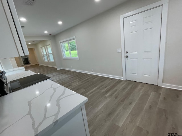 living room with dark wood-type flooring