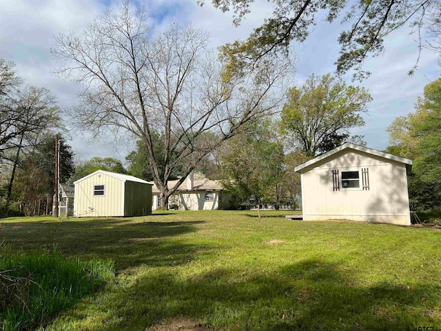 view of yard with an outdoor structure