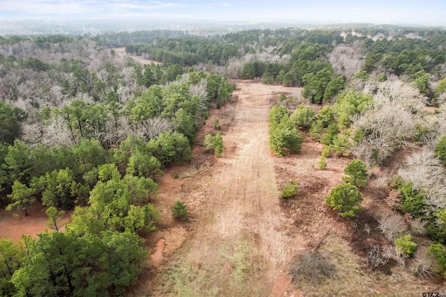 bird's eye view featuring a forest view