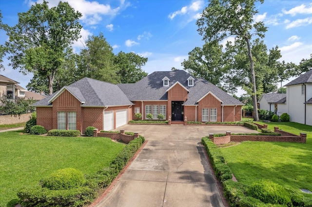 2003 Royal Oak Dr, Tyler, TX 75703 - view of front facade featuring brick siding, an attached garage, driveway, a front yard, and roof with shingles