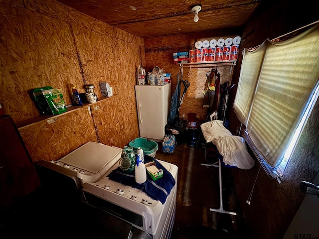 interior space with wood walls