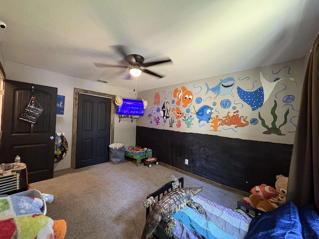 9394 Grape Ave, Frankston, TX 75763 - carpeted bedroom featuring a ceiling fan