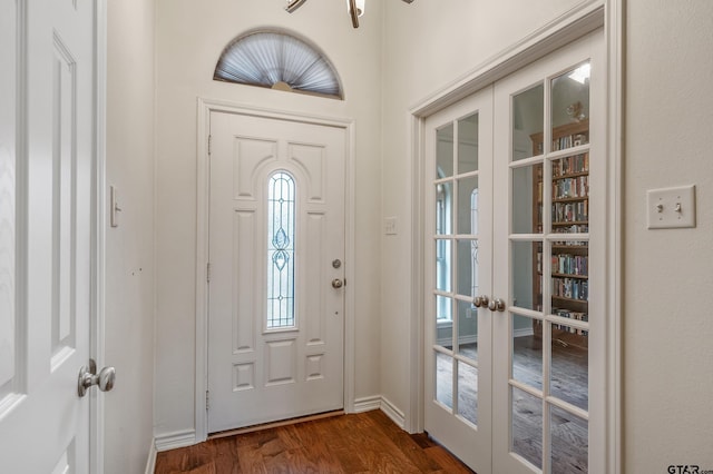 622 Martin, Chandler, TX 75758 - entryway with french doors and dark wood finished floors
