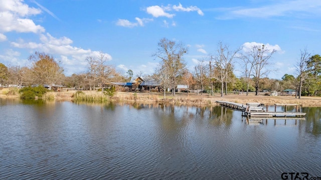 property view of water with a boat dock