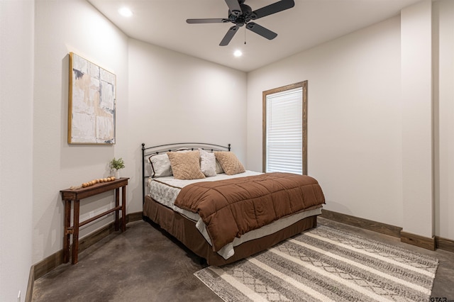 1490 Fm 13 E, Troup, TX 75789 - bedroom featuring baseboards, recessed lighting, concrete floors, and a ceiling fan