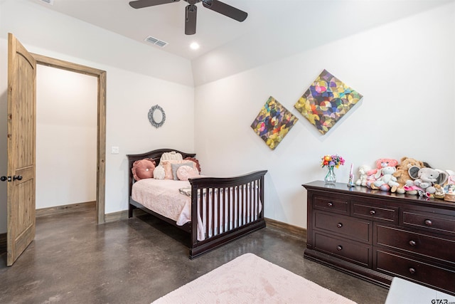 1490 Fm 13 E, Troup, TX 75789 - bedroom with finished concrete flooring, baseboards, and a ceiling fan