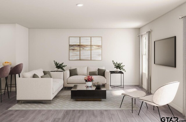 living room with hardwood / wood-style floors