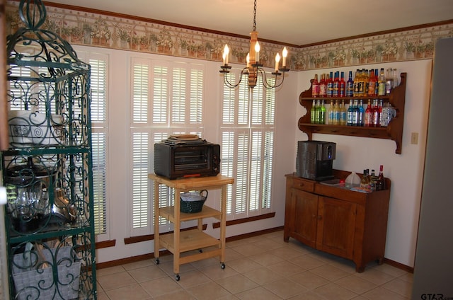 3802 Allendale Dr, Tyler, TX 75701 - dining room featuring a chandelier, healthy amount of natural light, and crown molding