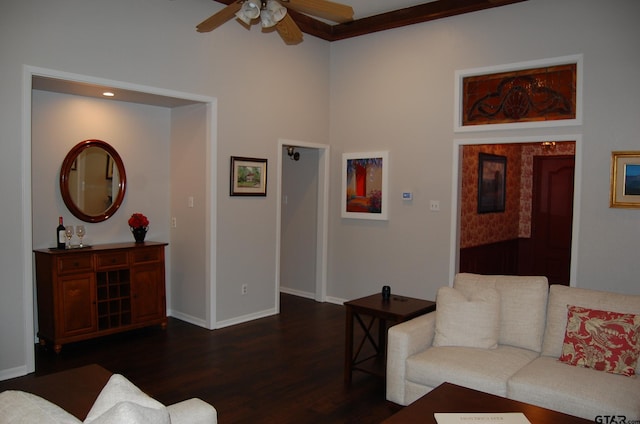 3802 Allendale Dr, Tyler, TX 75701 - living room with a ceiling fan and dark wood finished floors