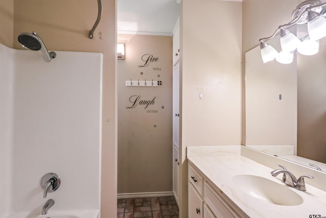 bathroom with vanity and tub / shower combination