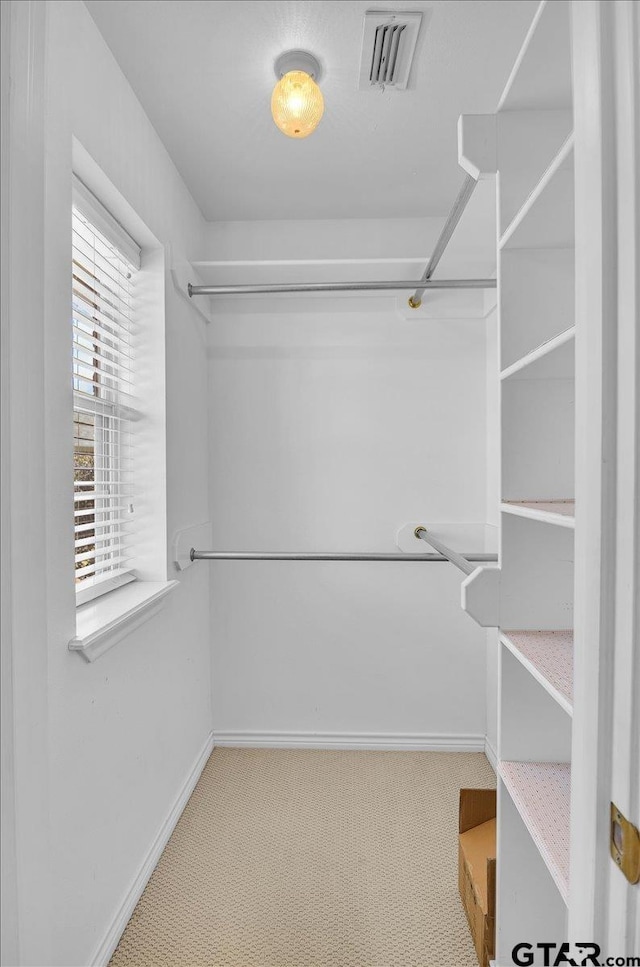 walk in closet with carpet and visible vents