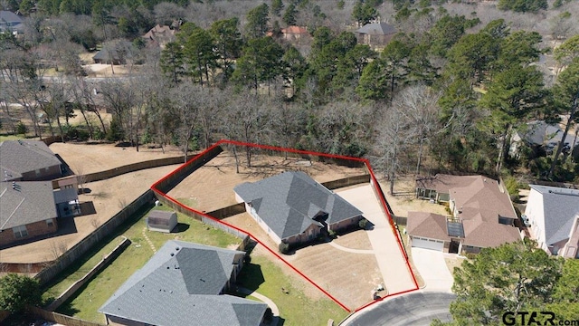 bird's eye view with a residential view