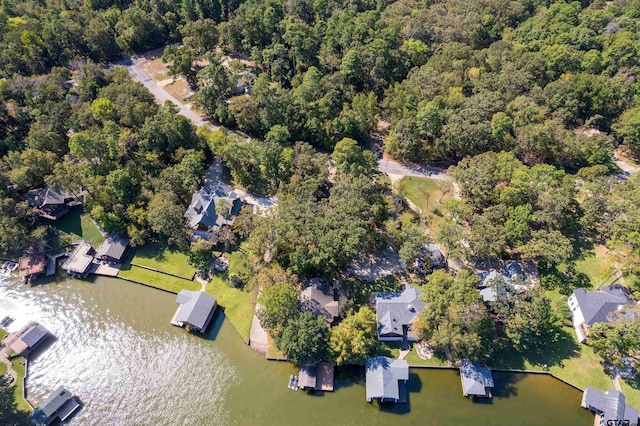 aerial view featuring a residential view and a water view