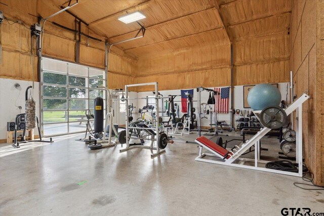 exercise room with concrete floors