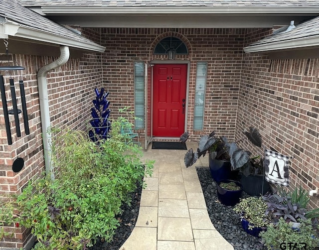 2509 Guinn Farms Rd, Tyler, TX 75707 - entrance to property featuring brick siding and a shingled roof