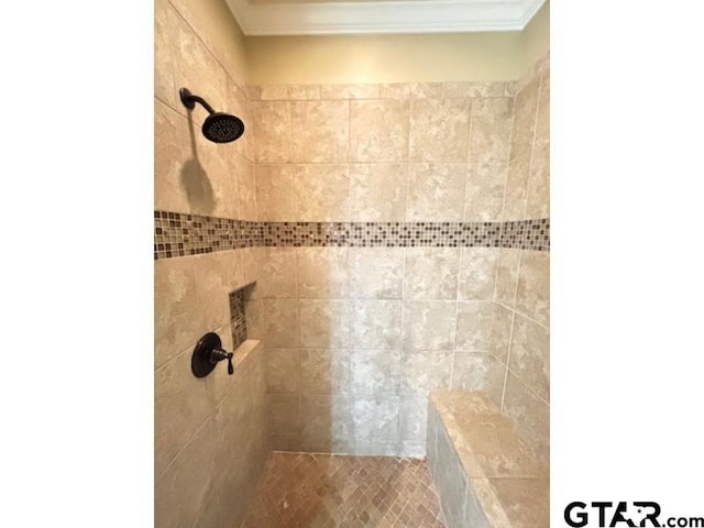 3673 Southwood Dr, Tyler, TX 75707 - room details featuring ornamental molding and a tile shower