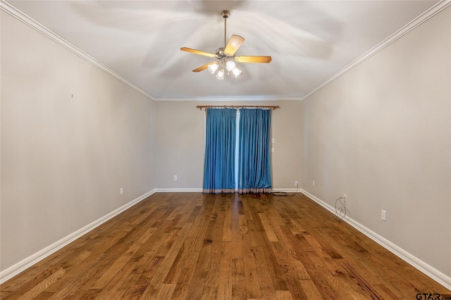 unfurnished room with crown molding and hardwood / wood-style floors