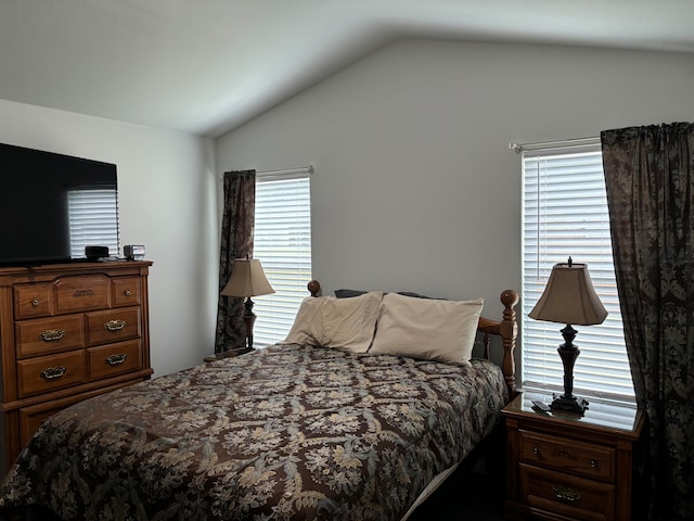 bedroom featuring vaulted ceiling