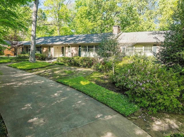 ranch-style house featuring a front lawn