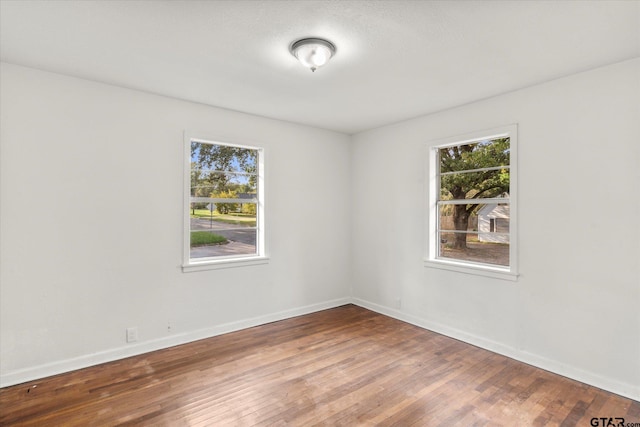 empty room featuring wood-type flooring and a healthy amount of sunlight