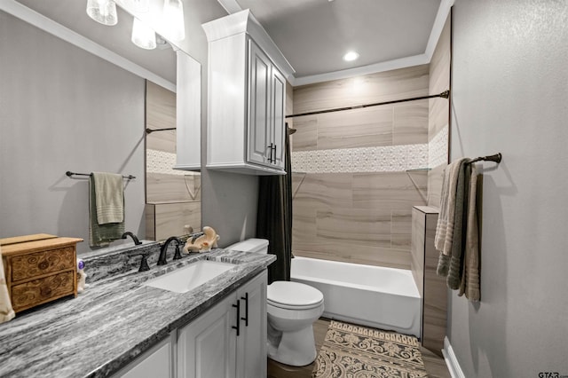 21562 Castle Rock Cir, Bullard, TX 75757 - bathroom with toilet, vanity, shower / bath combination, recessed lighting, and baseboards