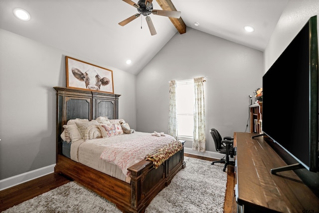 21562 Castle Rock Cir, Bullard, TX 75757 - bedroom featuring recessed lighting, baseboards, an office area, a ceiling fan, and dark wood-style flooring