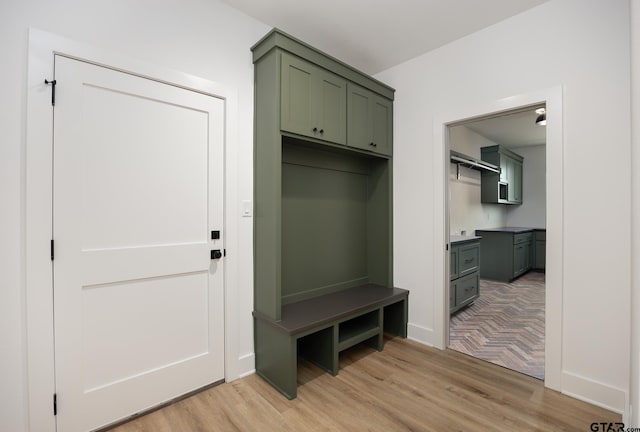 mudroom with light wood-type flooring