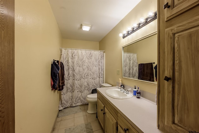 16850 Rainbow Ridge Cir, Tyler, TX 75707 - full bathroom featuring vanity, toilet, tile patterned floors, and a shower with shower curtain