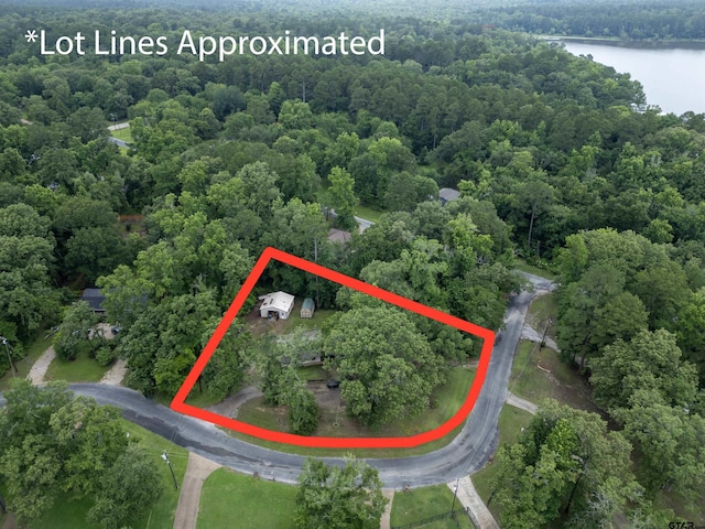 16850 Rainbow Ridge Cir, Tyler, TX 75707 - view of property location featuring a heavily wooded area, a large body of water, and property boundaries highlighted