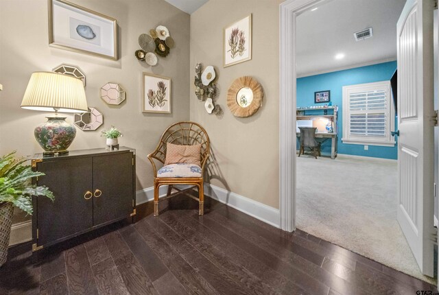 7736 Cross Rd, Tyler, TX 75703 - sitting room featuring dark wood-style floors and an office area