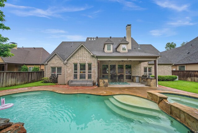 7736 Cross Rd, Tyler, TX 75703 - view of pool with an in-ground hot tub, a fenced backyard, a patio area, and area for grilling