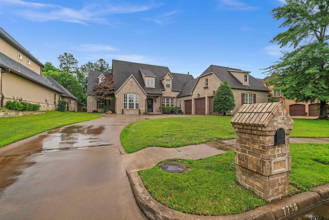 7736 Cross Rd, Tyler, TX 75703 - view of front facade featuring brick siding, concrete driveway, a garage, and a front yard