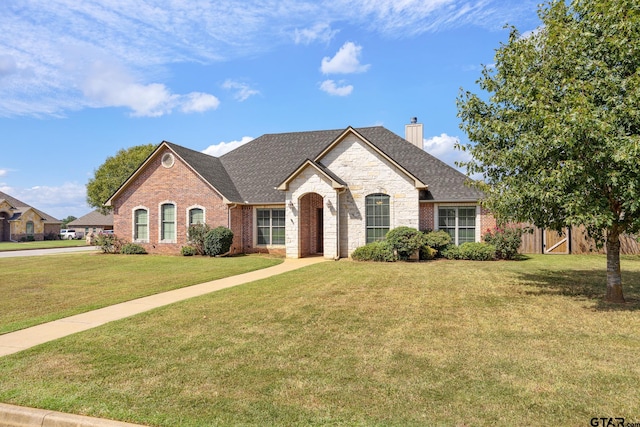 view of front facade with a front yard