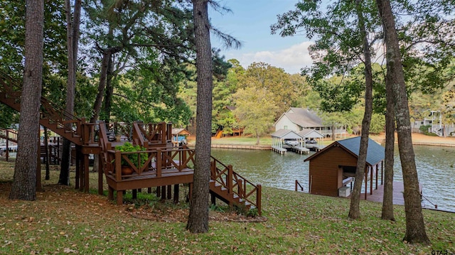 207 S King Laurence Ct, Scroggins, TX 75480 - dock area featuring stairway and a water view