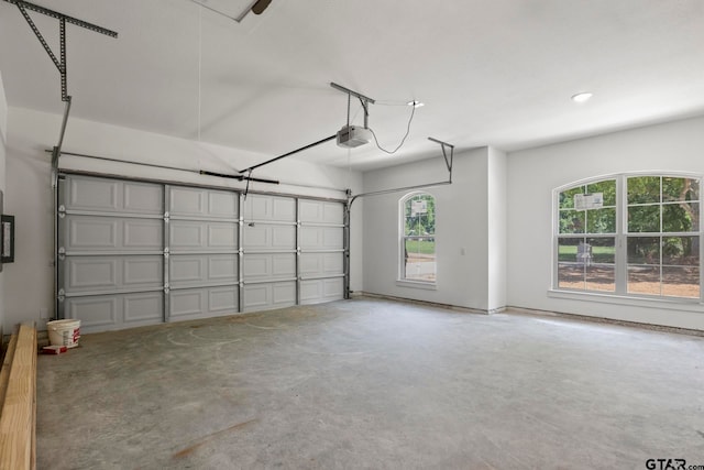 garage with a garage door opener