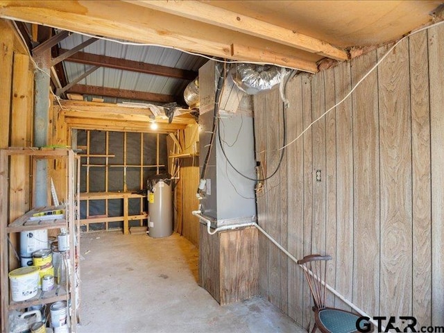 storage room with water heater