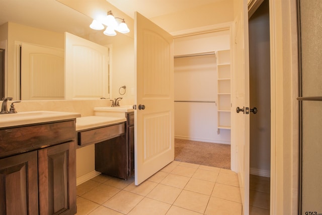 bathroom with vanity and tile patterned floors