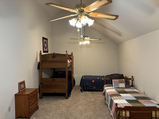 20868 Bay Shore Dr, Flint, TX 75762 - bedroom featuring lofted ceiling, light carpet, and ceiling fan
