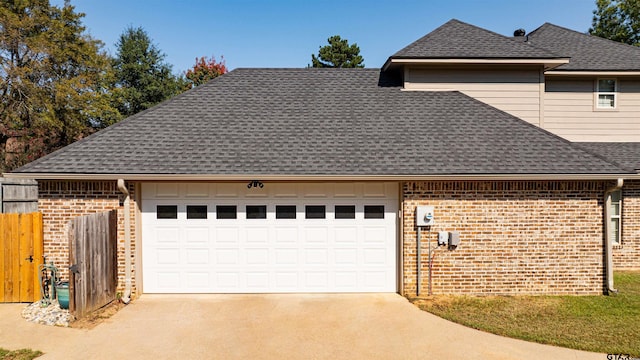 exterior space with a garage