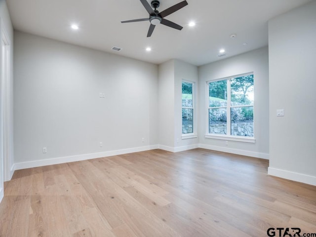 2424 Bellview Cir, Tyler, TX 75709 - spare room with ceiling fan, light wood-style flooring, and recessed lighting