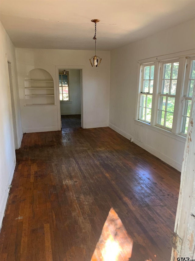 spare room featuring dark hardwood / wood-style floors and a healthy amount of sunlight