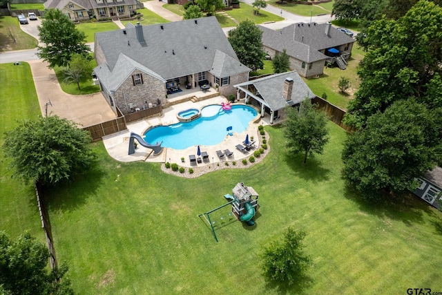 523 Southcreek Dr, Chandler, TX 75758 - aerial perspective of suburban area with a pool